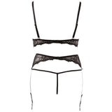 Abierta fina black pearl lingerie set with open cup bra - peaches and screams