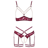 Abierta fina open red lace crotchless lingerie set - peaches and screams