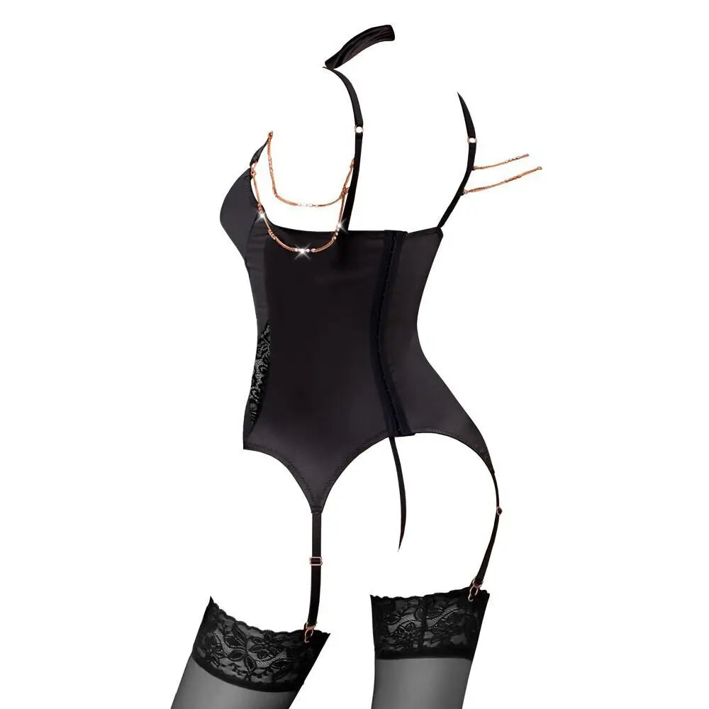 Abierta fina stretchy open basque set with chains - 80b/m - peaches and screams