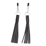 Adjustable nipple clamps with black leather tassels - peaches and screams