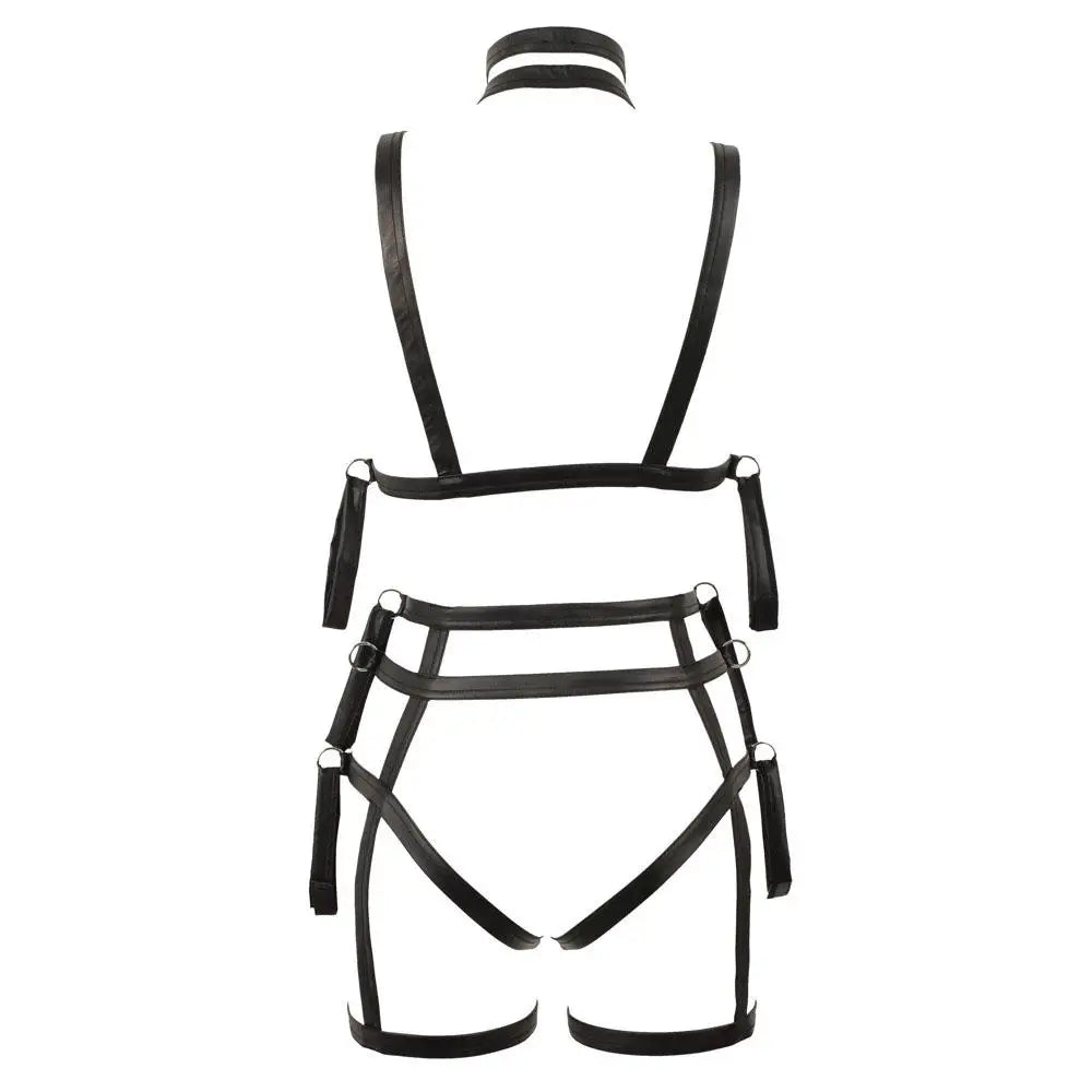 Bad kitty wet look matt bondage 2 piece set - peaches and screams