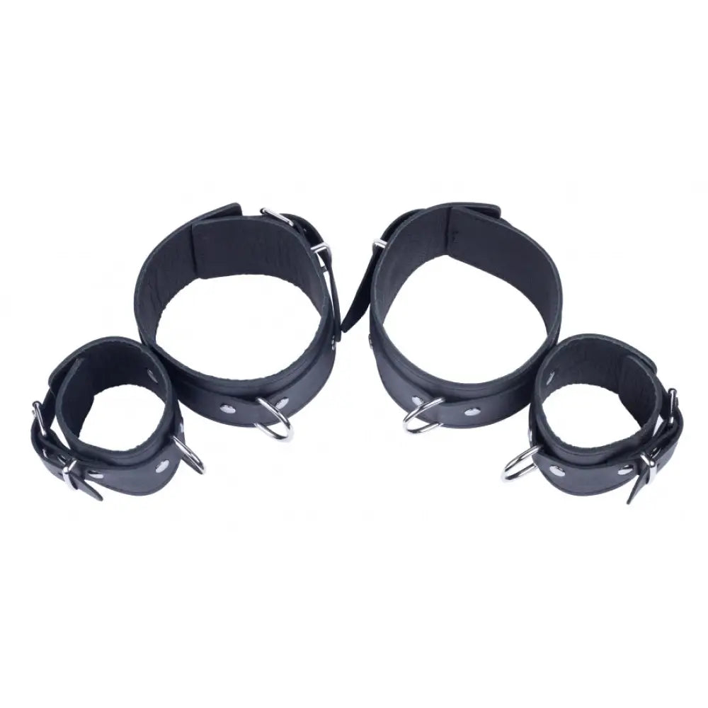 Black bondage arm to forearm leather shackles - peaches and screams