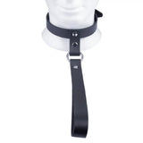 Black bondage leather collar and short leash set - peaches and screams