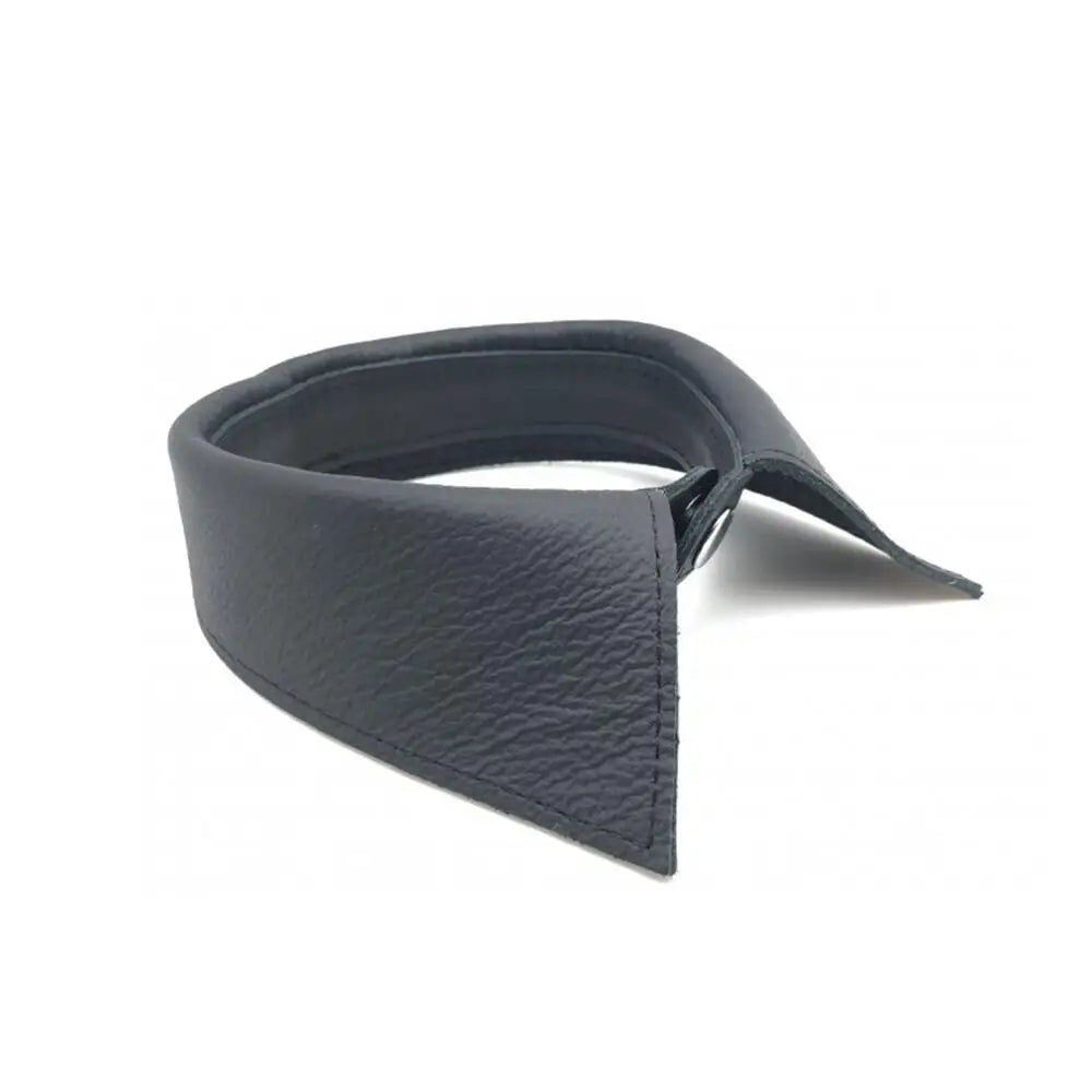 Black bondage leather shirt collar for bdsm play - peaches and screams