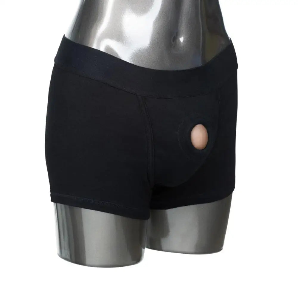Black boxer packer brief with reinforced o-ring m-l - peaches and screams