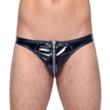 Black level vinyl sexy male briefs with zip underwear - large - peaches and screams