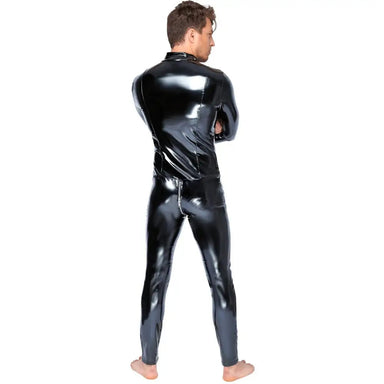 Black Level Wet Look Stretchy Vinyl Jumpsuit With Zip - Small - Peaches and Screams