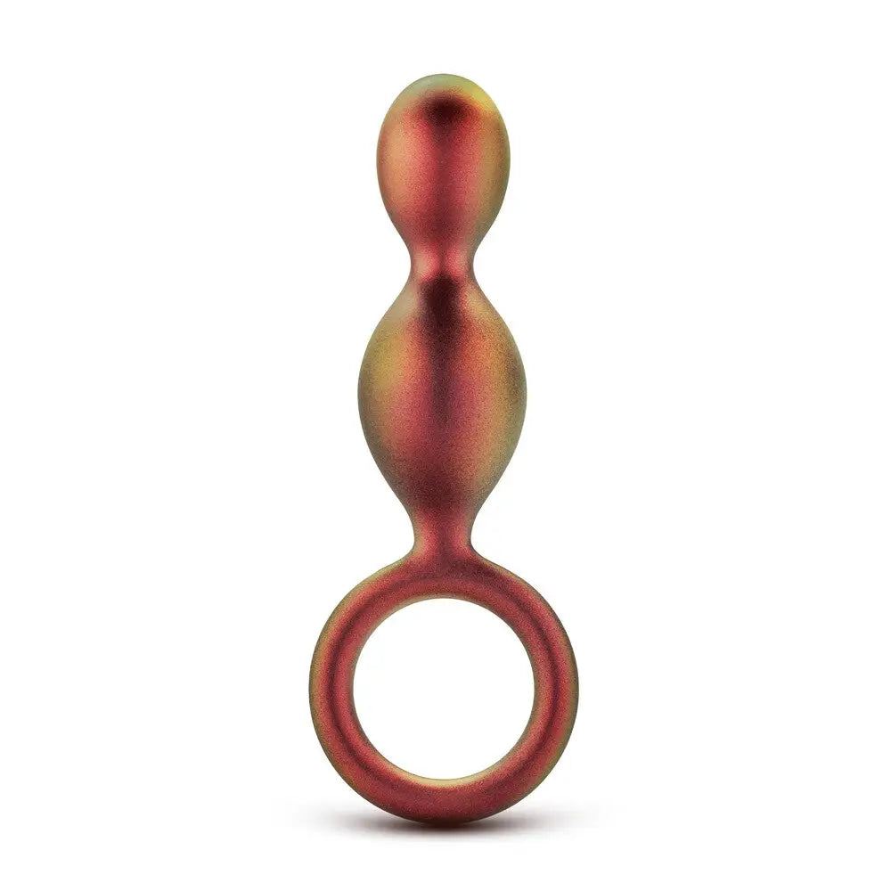 Blush novelties silicone pink beaded butt plug with finger loop - peaches and screams