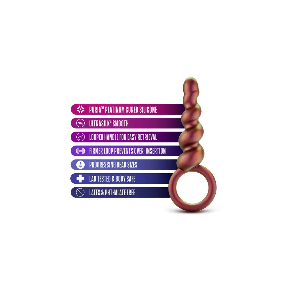 Blush novelties silicone pink beaded butt plug with finger loop - peaches and screams