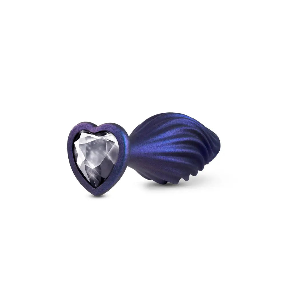 Blush novelties silicone purple bling medium butt plug 4.5 inch - peaches and screams