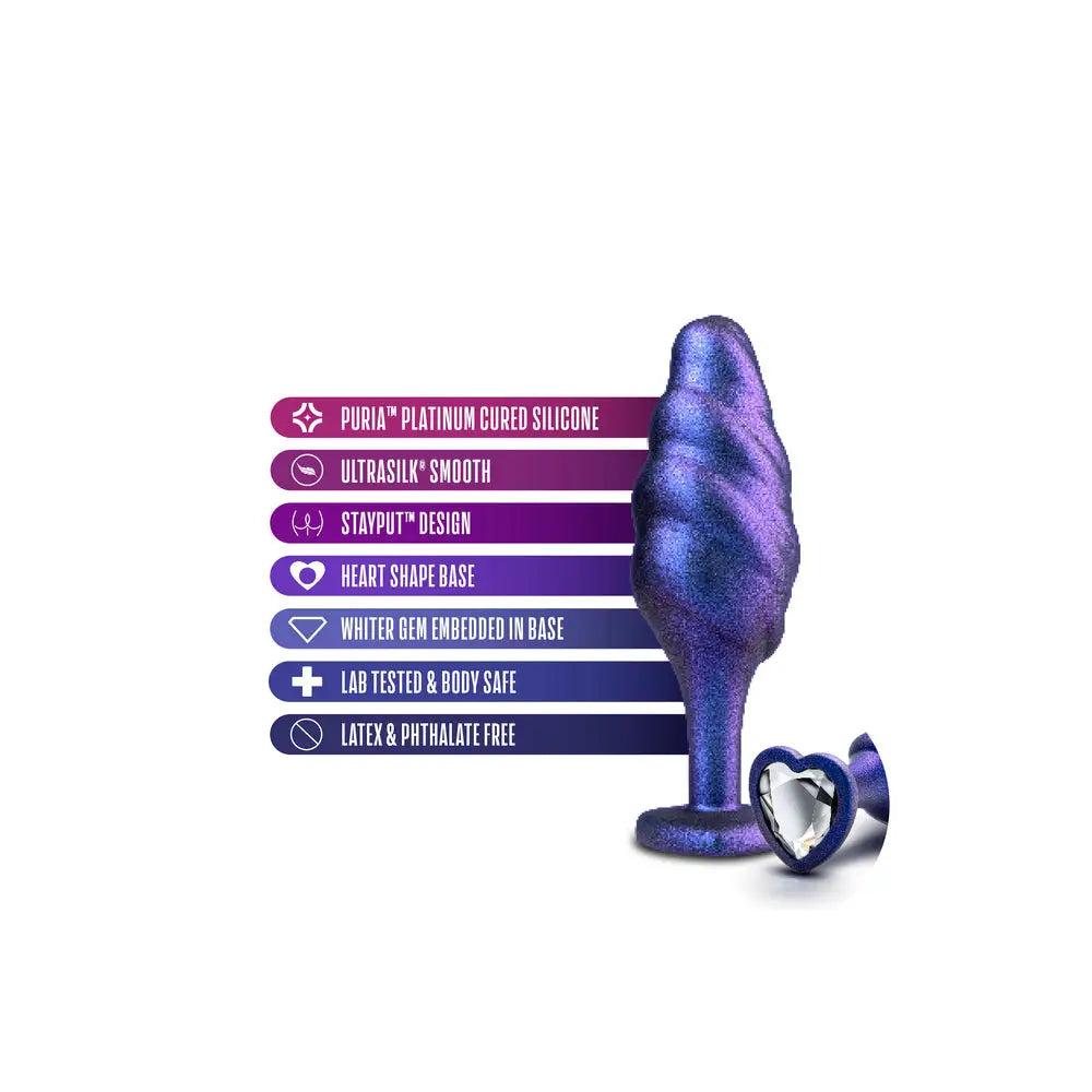 Blush novelties silicone purple bumped bling butt plug 4.5 inch - peaches and screams