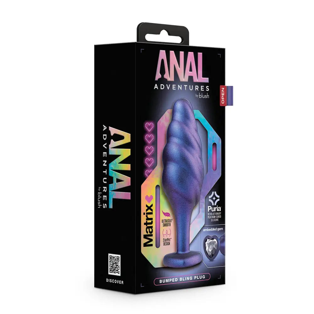 Blush novelties silicone purple bumped bling butt plug 4.5 inch - peaches and screams
