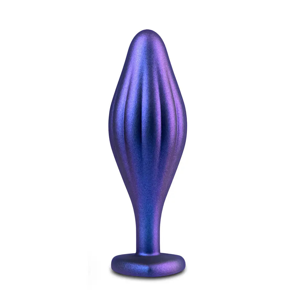 Blush novelties silicone purple wavy bling butt plug 4.5 inch - peaches and screams