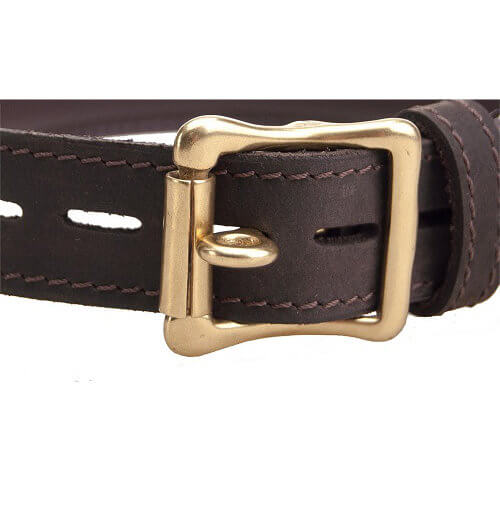 Bound nubuck leather choker with ’o’ ring - bondage collars peaches and screams