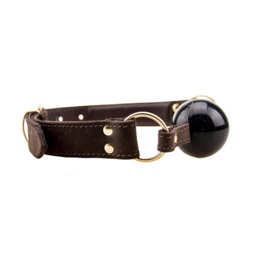 Bound nubuck leather solid ball gag - gags peaches and screams