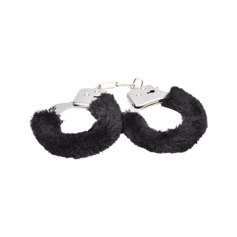 Bound to play. Heavy duty furry handcuffs black - bondage restraints peaches and screams