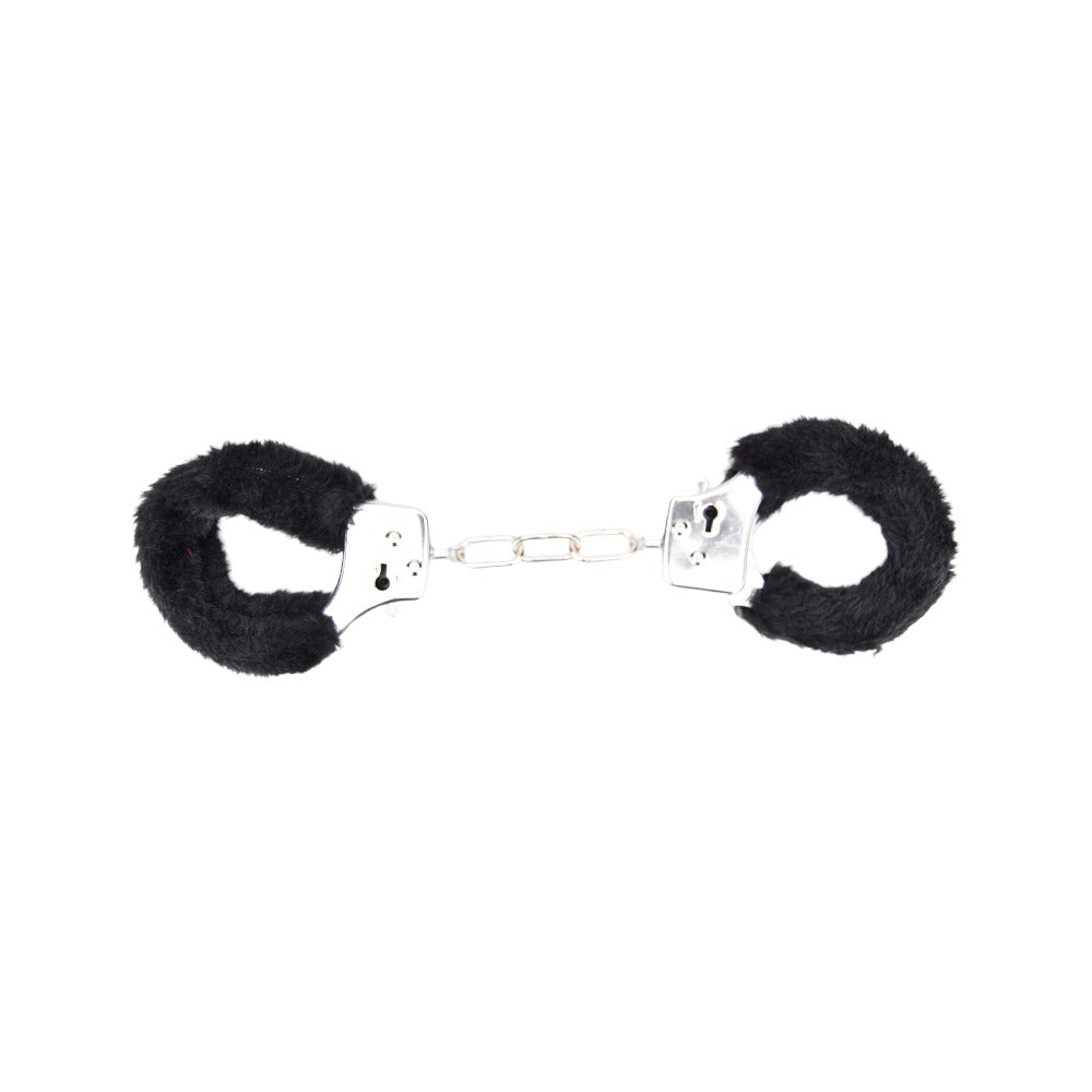 Bound to play. Heavy duty furry handcuffs black - bondage restraints peaches and screams