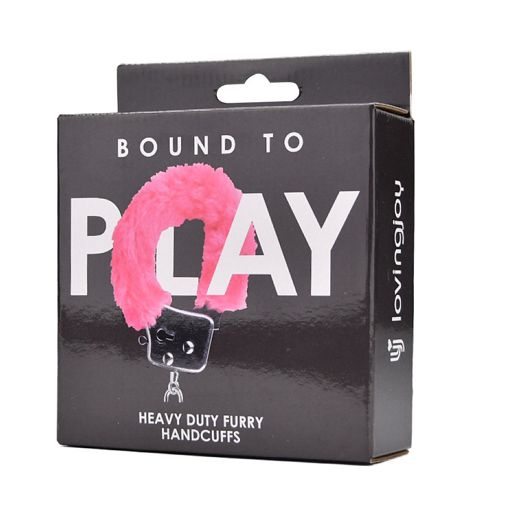 Bound to play. Heavy duty furry handcuffs pink - bondage restraints peaches and screams