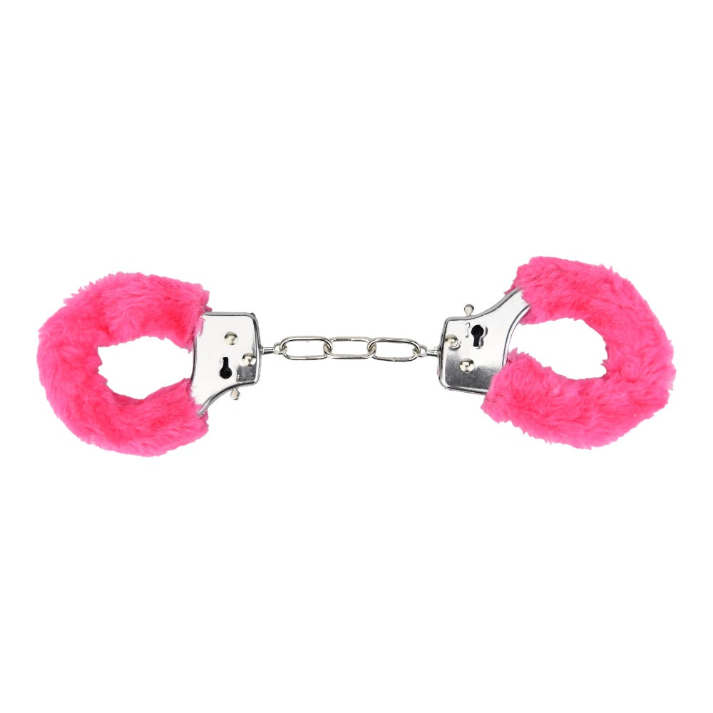 Bound to play. Heavy duty furry handcuffs pink - bondage restraints peaches and screams