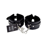 Bound to please furry plush wrist cuffs black - bondage restraints peaches and screams