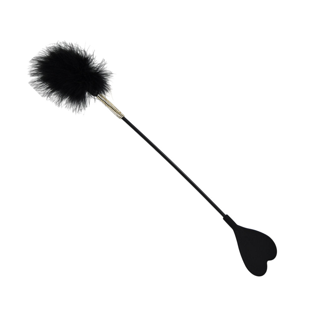 Bound to please silicone heart shaped crop with feather tickler - spanking paddles and floggers peaches and screams