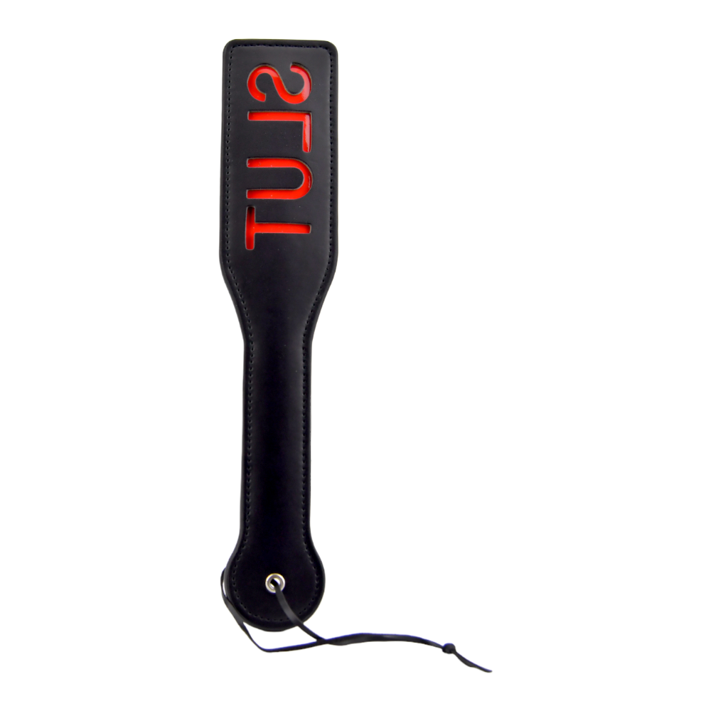 Bound to please slut spanking paddle black - spanking paddles and floggers peaches and screams