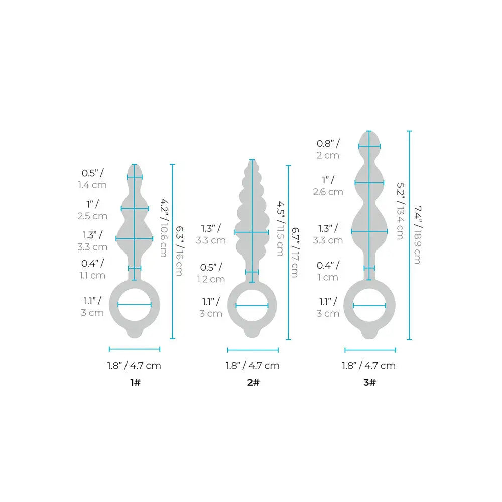 Bvibe beaded butties bundle silicone anal training set - peaches and screams