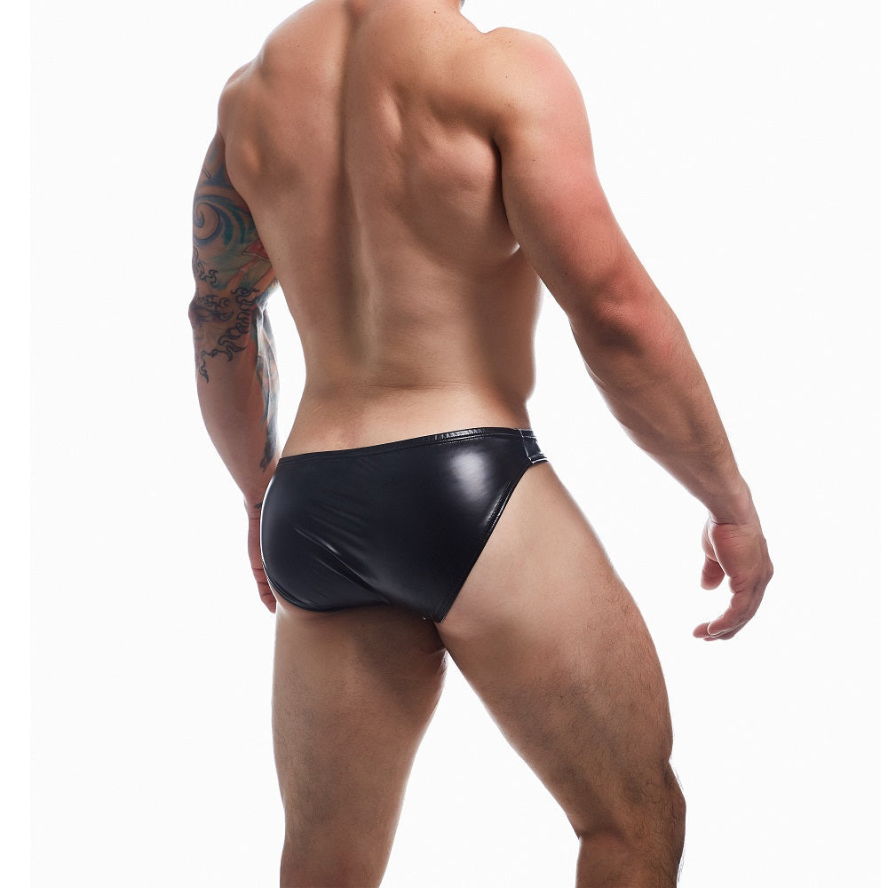 C4m boost black leatherette bikini brief - men’s sexy underwear peaches and screams