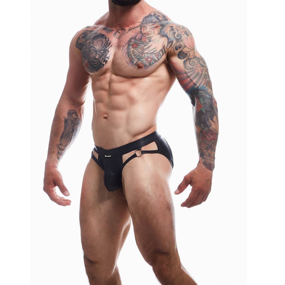 C4m dungeon black leatherette jockstrap - men’s sexy underwear peaches and screams