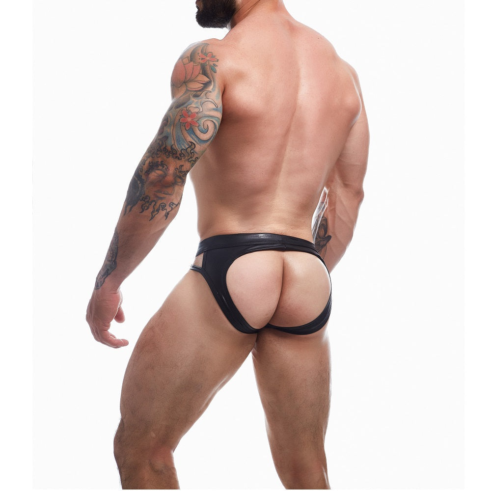 C4m dungeon black leatherette jockstrap - men’s sexy underwear peaches and screams