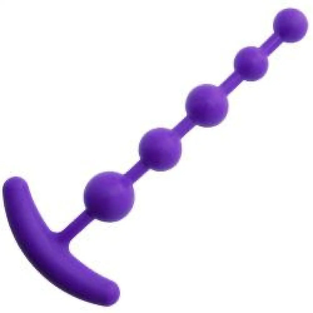 California exotic 7 inch purple anal beads with t bar handle - peaches and screams