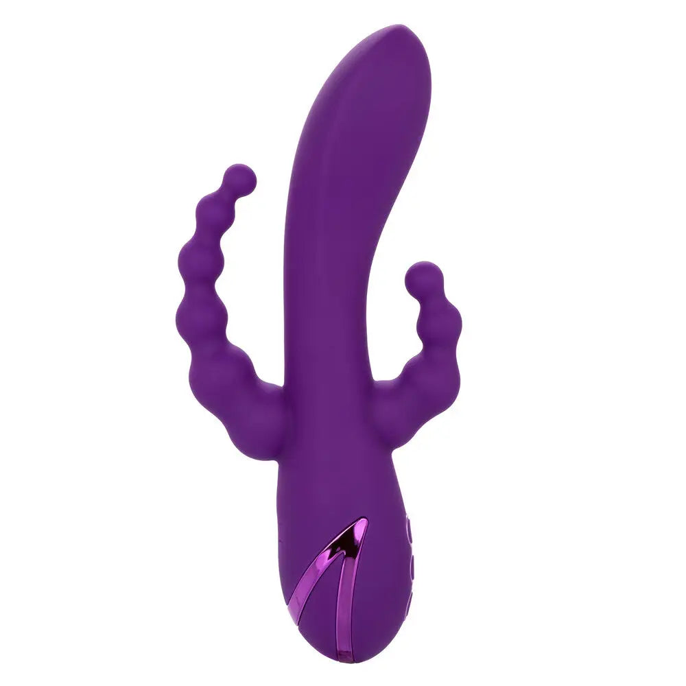 California exotic 8 inch silicone purple rechargeable g spot vibrator - peaches and screams