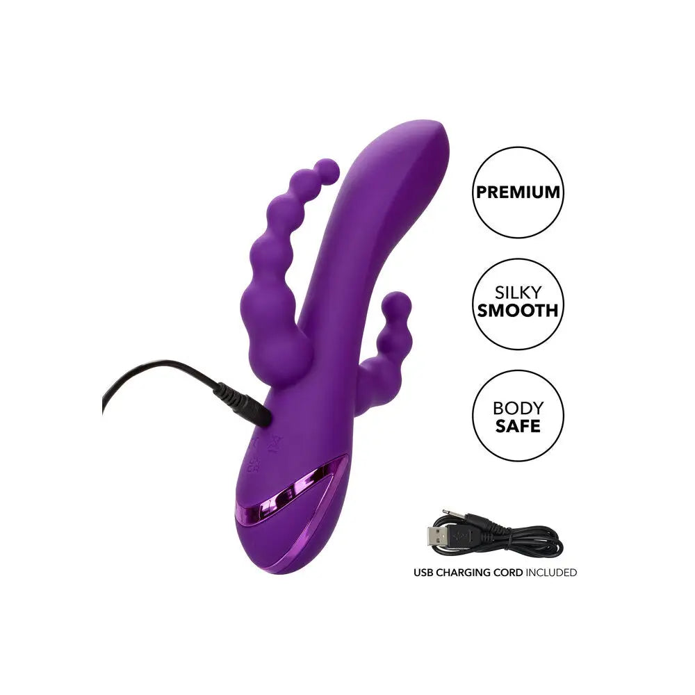 California exotic 8 inch silicone purple rechargeable g spot vibrator - peaches and screams