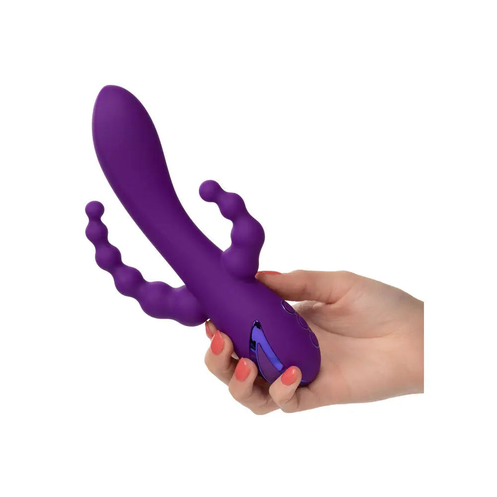 California exotic 8 inch silicone purple rechargeable g spot vibrator - peaches and screams