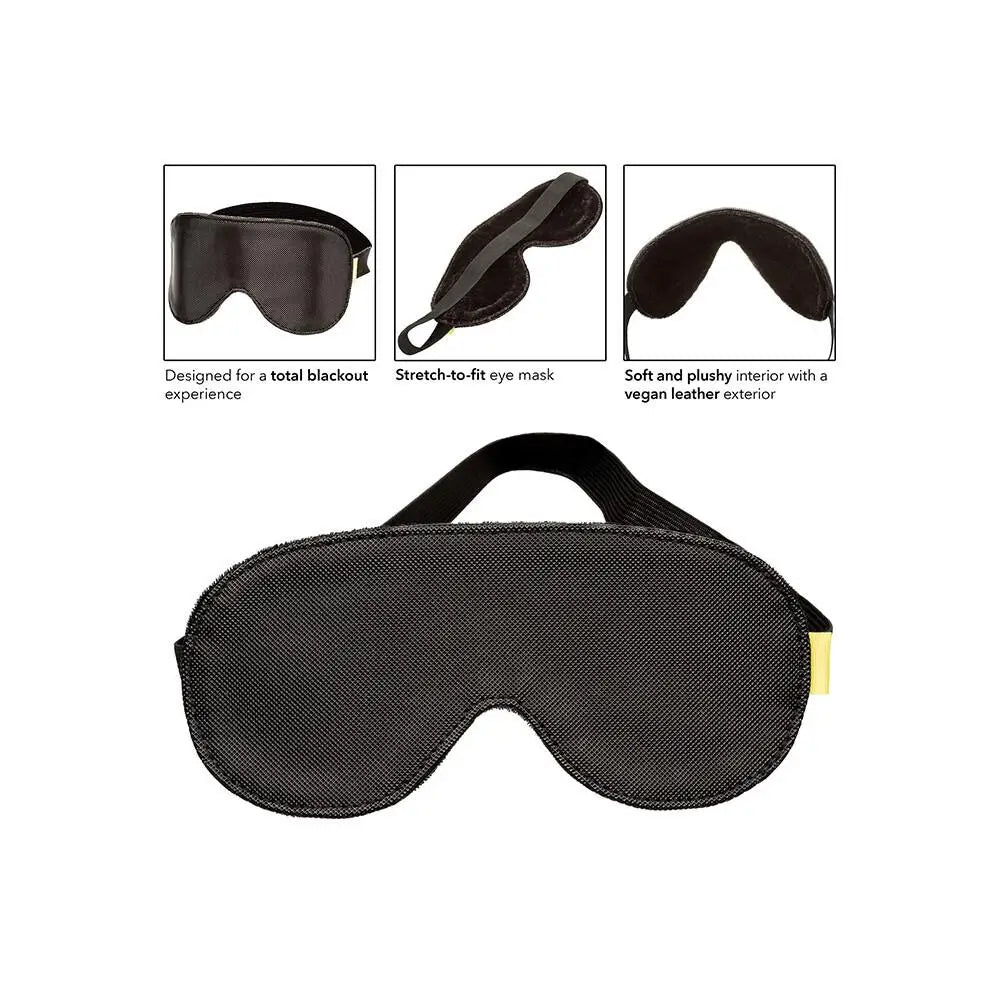 California exotic black faux leather blackout eye mask - peaches and screams