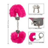 California exotic pink fluffy metal cuffs with keys - peaches and screams