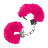 California exotic pink fluffy metal cuffs with keys - peaches and screams