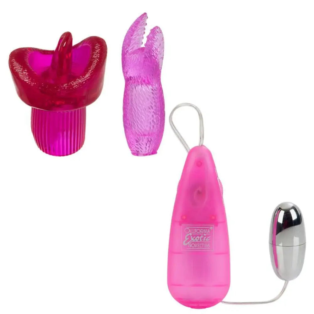 California exotic pink waterproof clitoral massager kit - peaches and screams