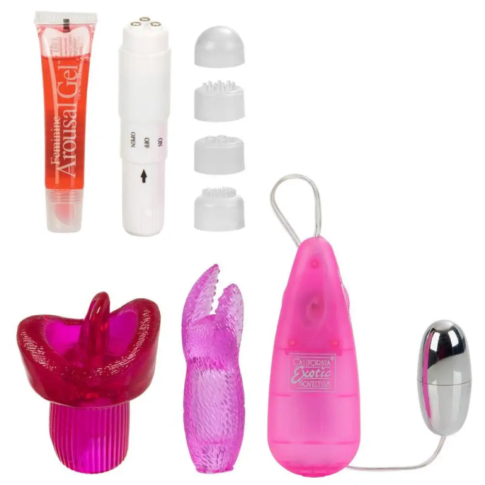 California exotic pink waterproof clitoral massager kit - peaches and screams
