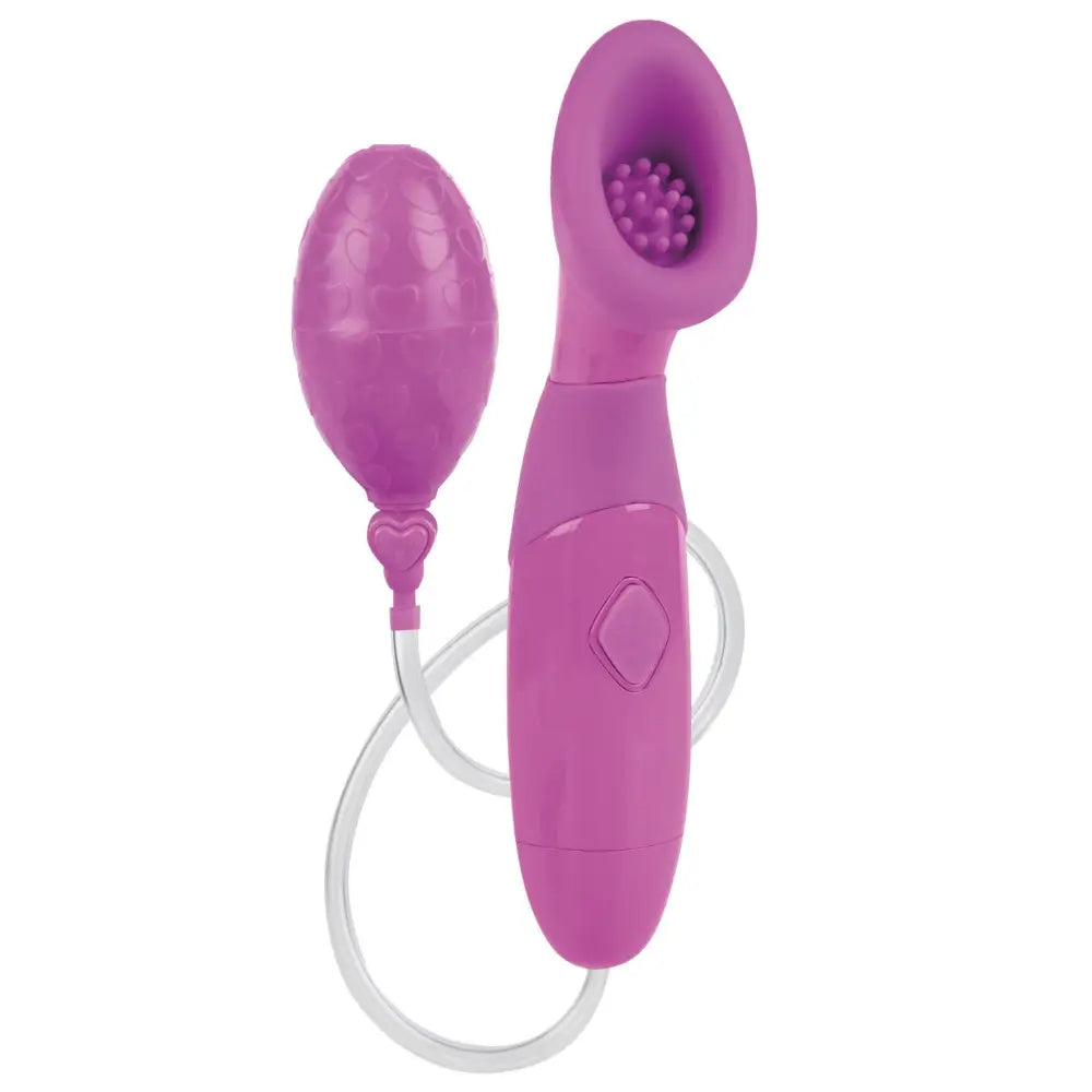 California exotic pink waterproof vibrating clitoral pump - peaches and screams