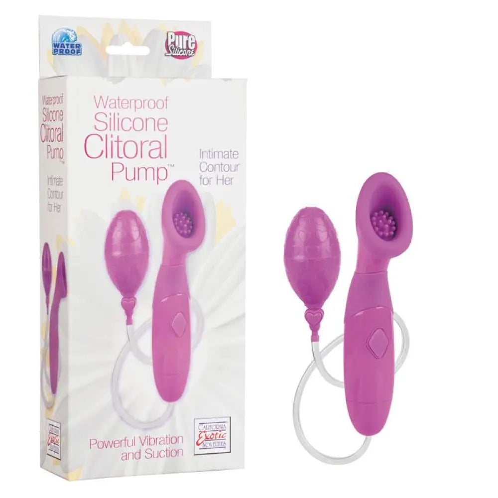 California exotic pink waterproof vibrating clitoral pump - peaches and screams
