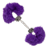 California exotic purple ultra fluffy furry metal cuffs - peaches and screams