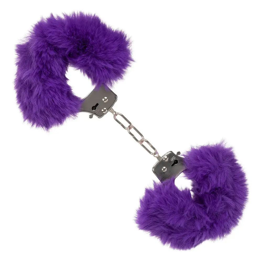 California Exotic Purple Ultra Fluffy Furry Metal Cuffs With 2 Keys - Peaches and Screams