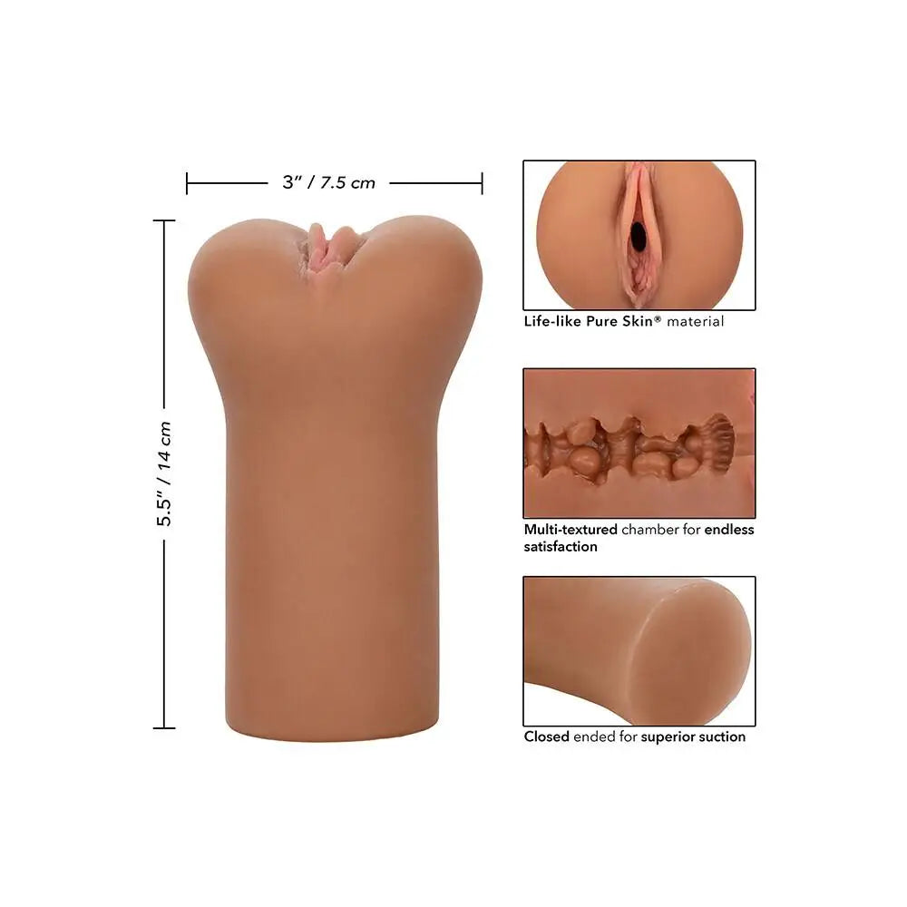 California exotic realistic flesh brown vagina masturbator - peaches and screams