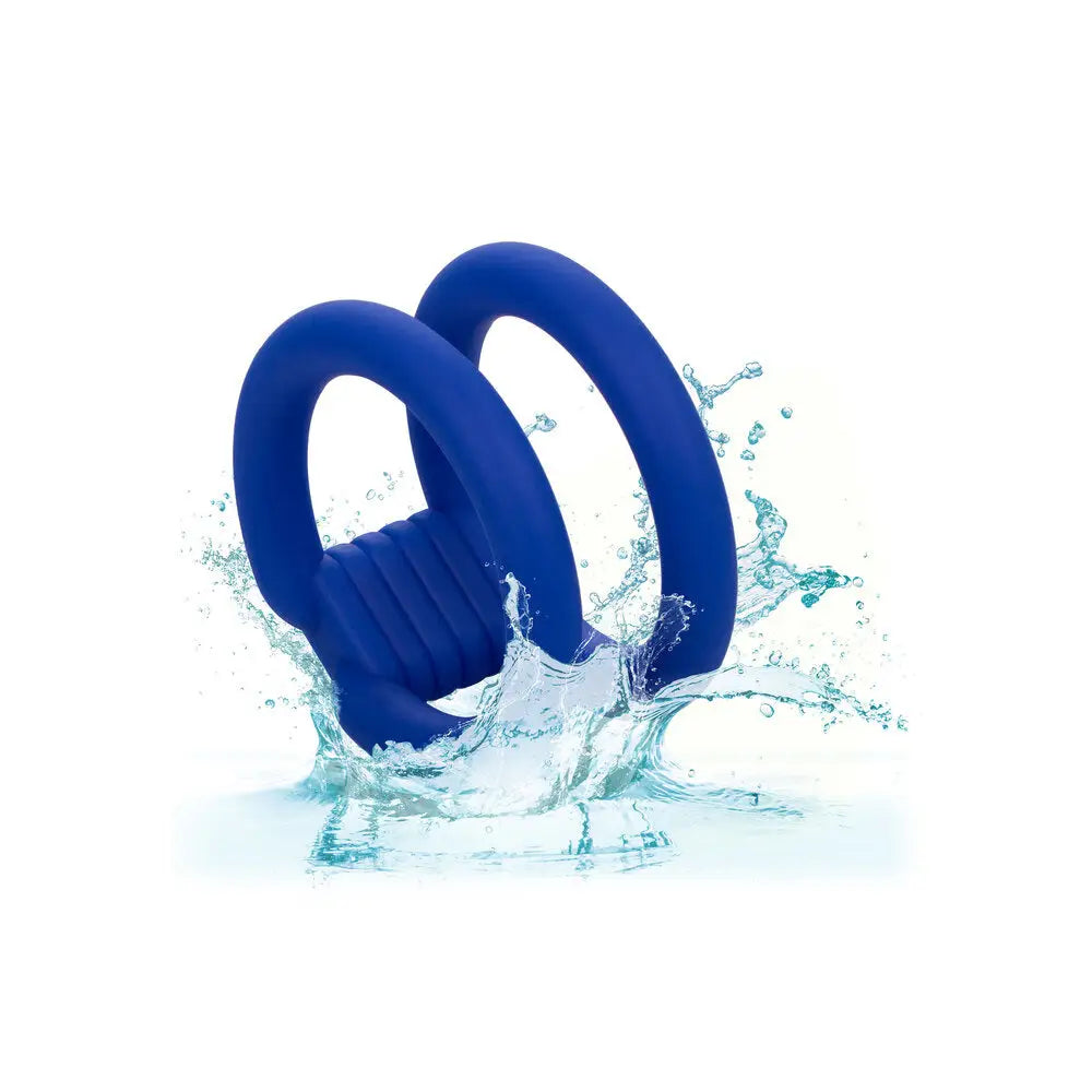California exotic silicone blue dual cock cage - peaches and screams