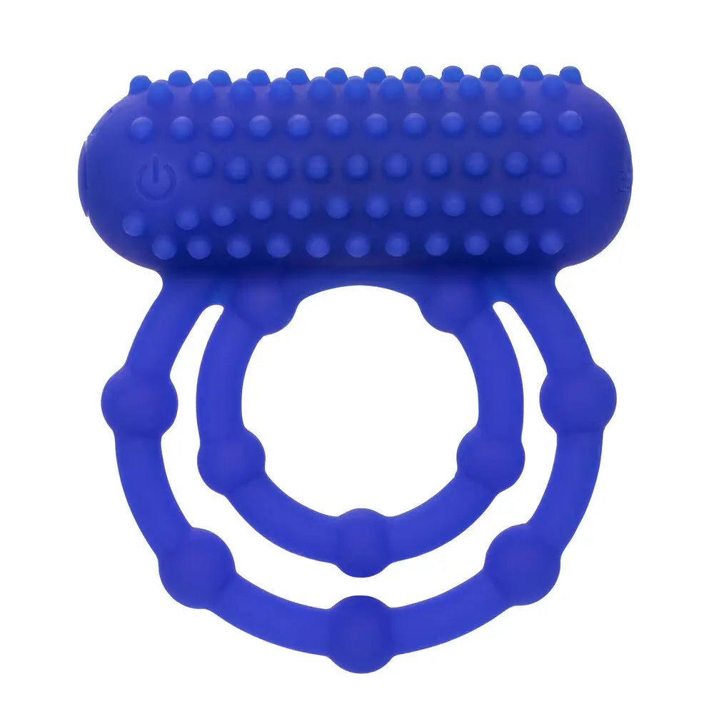 California Exotic Silicone Blue Stretchy Rechargeable Cock Ring - Peaches and Screams