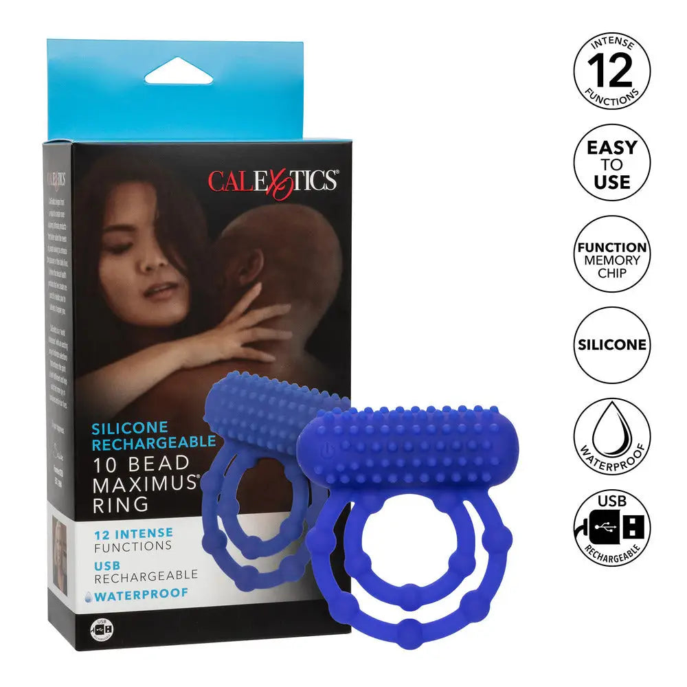 California exotic silicone blue stretchy rechargeable ring - peaches and screams