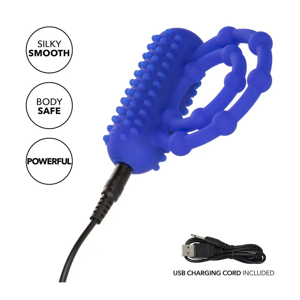 California exotic silicone blue stretchy rechargeable ring - peaches and screams