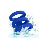 California exotic silicone blue triple ring cock cage - peaches and screams