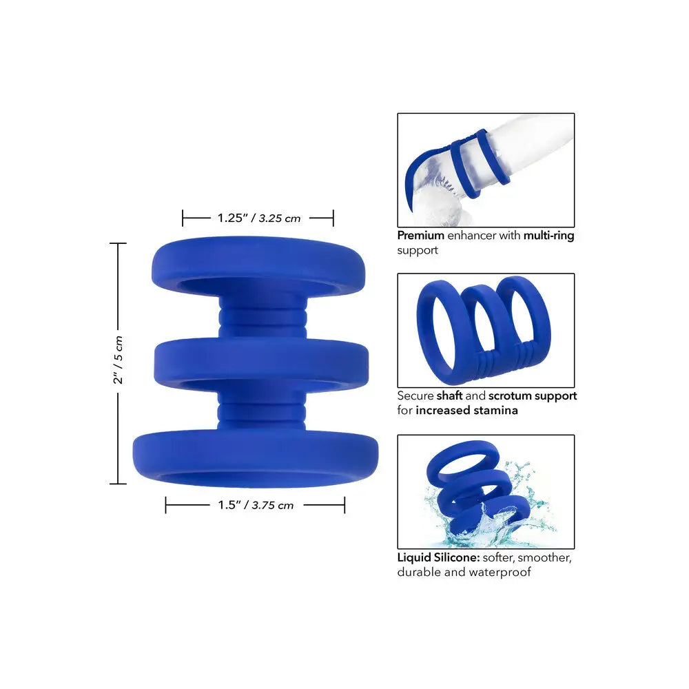 California exotic silicone blue triple ring cock cage - peaches and screams